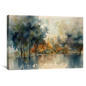 Serene Mountain Lake Canvas Art Clock Canvas