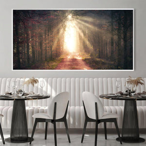 Shining Light Through The Forest Canvas Art Clock Canvas