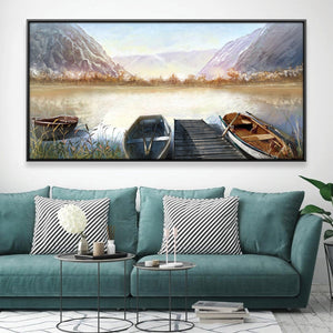 Sketched Lakeside Canvas Art Clock Canvas