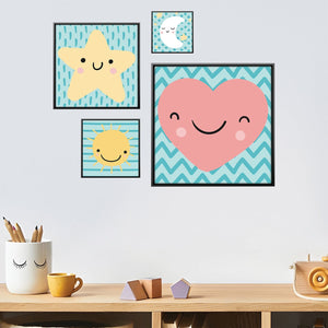 Sky Full of Joy Canvas Art Set of 4 / 30 x 30cm / Canvas Clock Canvas