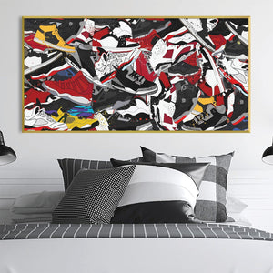 Sneaker Collage Art Clock Canvas