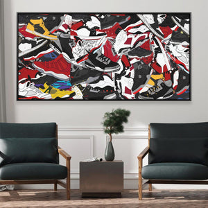 Sneaker Collage Art Clock Canvas