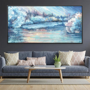 Snow Riverbank Canvas Art 20 x 10in / Canvas Clock Canvas