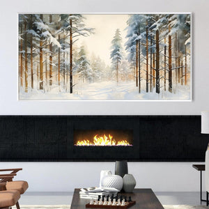 Snowfall Serenity Canvas Art Clock Canvas