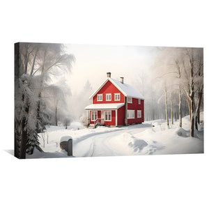 Snowy Ranch Canvas Art Clock Canvas