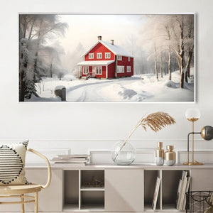 Snowy Ranch Canvas Art Clock Canvas