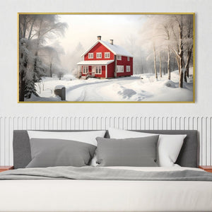 Snowy Ranch Canvas Art Clock Canvas