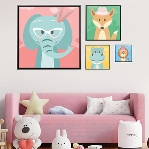 Sophisticated Safari Canvas Art Set of 4 / 30 x 30cm / Canvas Clock Canvas