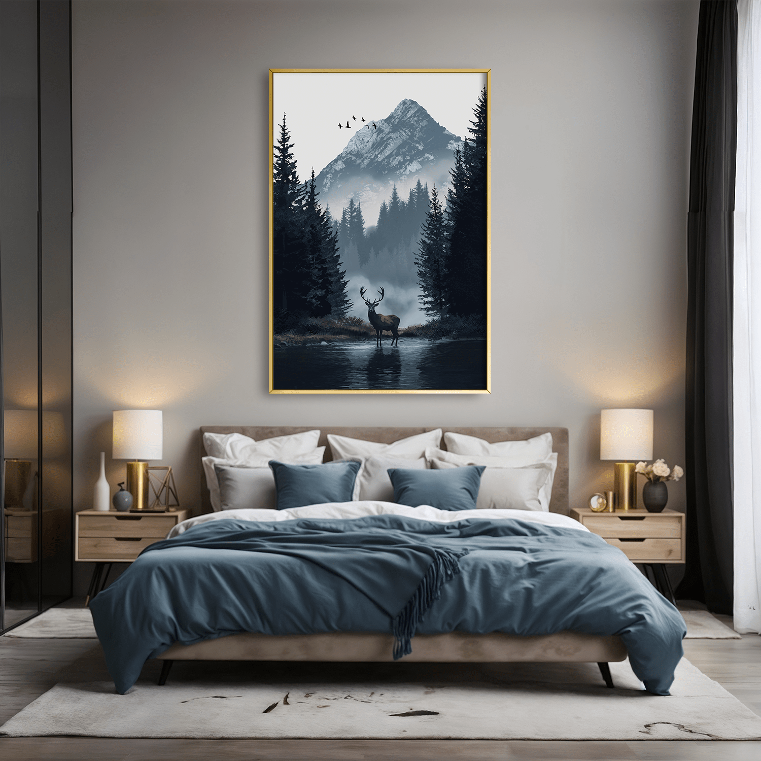 Stag Portrait Canvas Art Clock Canvas
