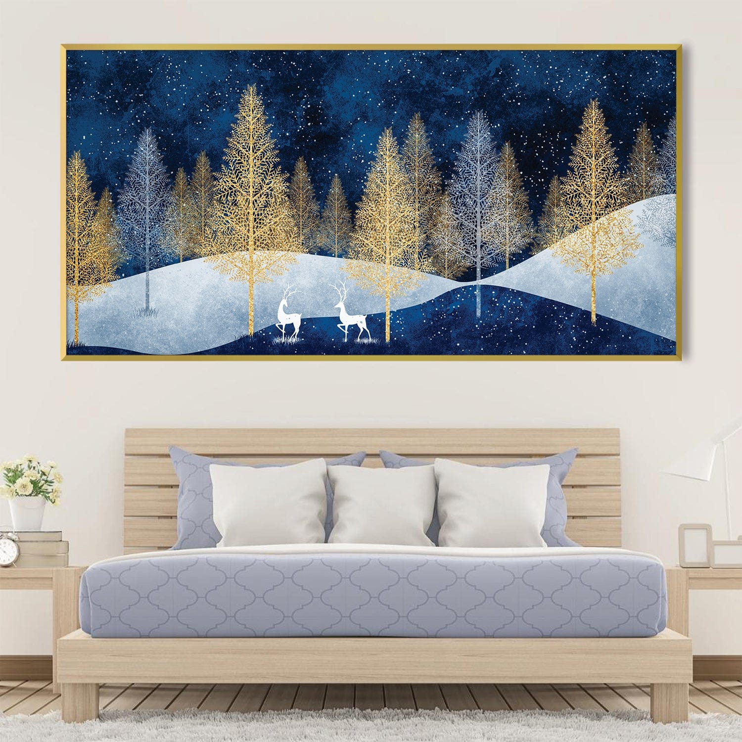 Stags Beneath The Stars Canvas Art Clock Canvas