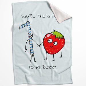Straw to My Berry Blanket Blanket 75 x 100cm Clock Canvas