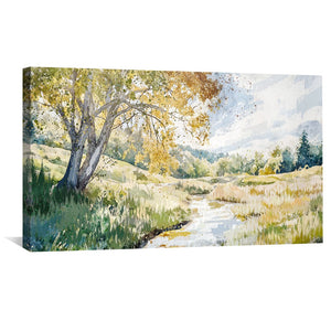 Stream Through Nature Canvas Art Clock Canvas