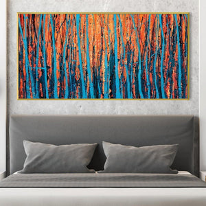 Stroked Trees Canvas Art Clock Canvas