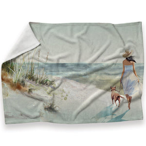 Stroll to the Sea Blanket Blanket 30 x 40in Clock Canvas