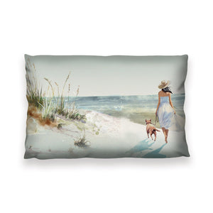 Stroll to the Sea Cushion Cushion 13 x 19in Clock Canvas