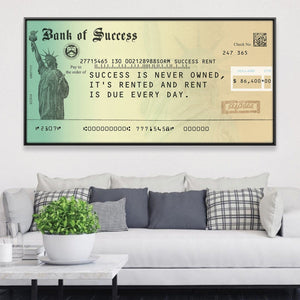 Success Rent Canvas Art 20 x 10in / Rolled Prints Clock Canvas