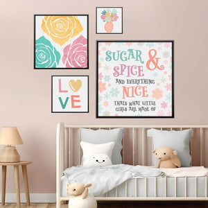 Sugar and Spice Canvas Art Set of 4 / 30 x 30cm / Canvas Clock Canvas