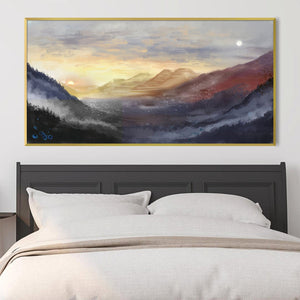Sun and Moon Valley Canvas Art Clock Canvas
