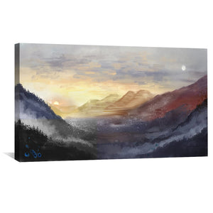Sun and Moon Valley Canvas Art Clock Canvas