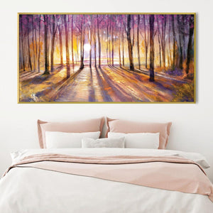 Sun-Kissed Forest Canvas Art Clock Canvas