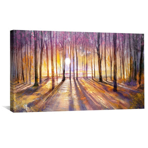 Sun-Kissed Forest Canvas Art Clock Canvas