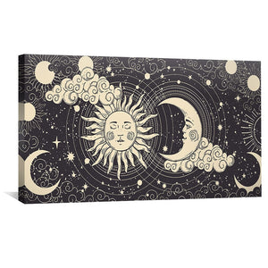 Sun Meets Moon Canvas Art Clock Canvas
