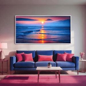Sun Setting Ocean Canvas Art Clock Canvas