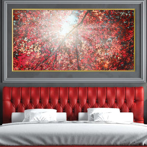 Sun Through Crimson Leaves Canvas Art Clock Canvas