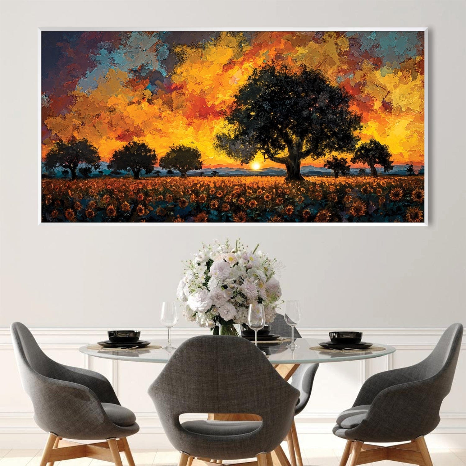 Sunflower Horizon Canvas Art Clock Canvas