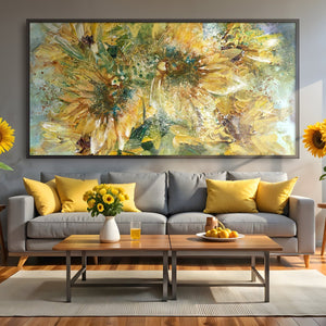 Sunflower Whirlwind Canvas Art 20 x 10in / Canvas Clock Canvas