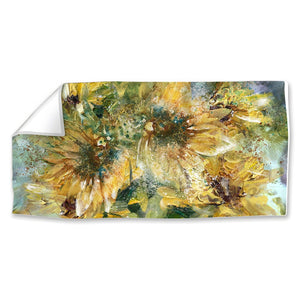Sunflower Whirlwind Easy Build Frame Posters, Prints, & Visual Artwork Fabric Print Only / 80 x 40in Clock Canvas