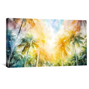 Sunlit Palm Symphony Canvas Art Clock Canvas