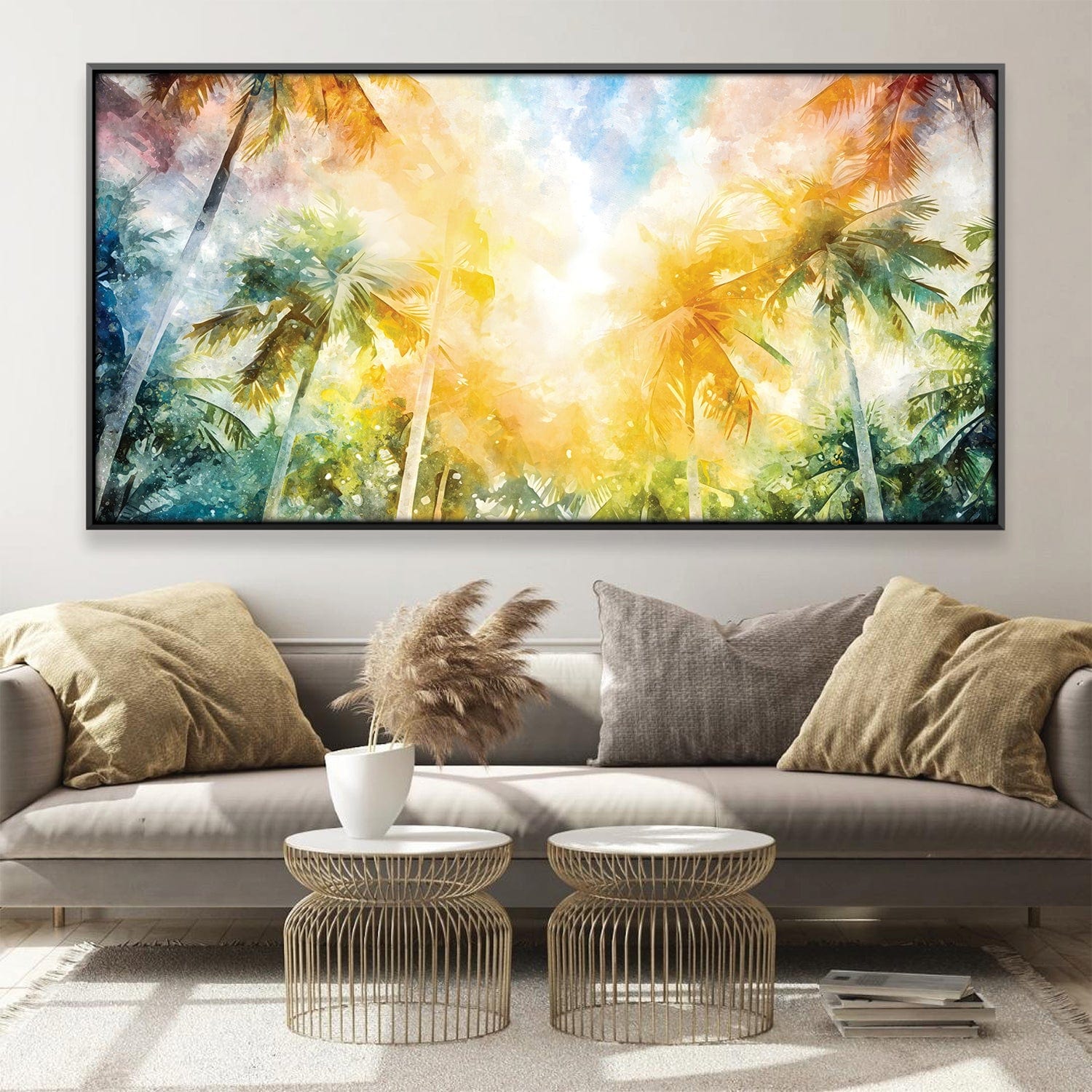 Sunlit Palm Symphony Canvas Art Clock Canvas