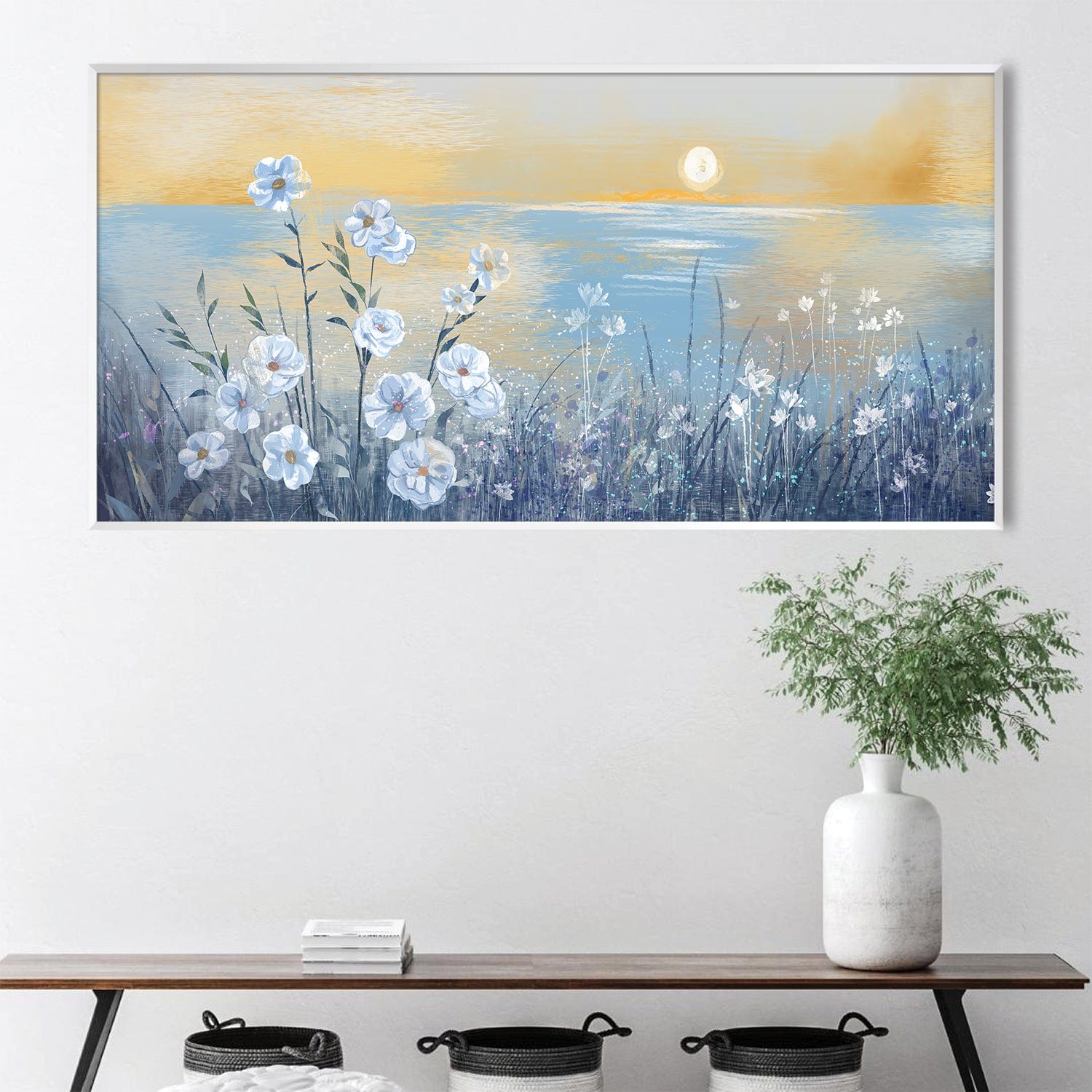 Sunrise at Petal Shore Canvas Art Clock Canvas