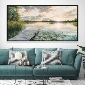 Sunset Dock Canvas Art 20 x 10in / Canvas Clock Canvas