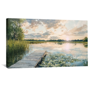 Sunset Dock Canvas Art Clock Canvas