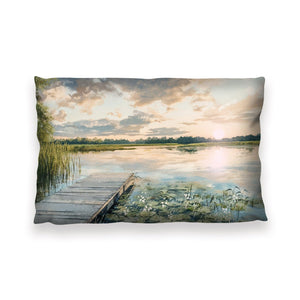 Sunset Dock Cushion Cushion 13 x 19in Clock Canvas