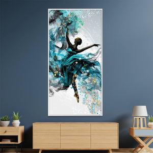 Teal Balerina Canvas Art Clock Canvas