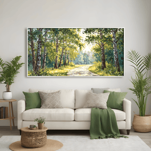 Through the Birches Canvas Art Clock Canvas