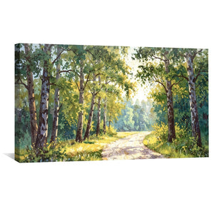 Through the Birches Canvas Art Clock Canvas