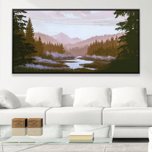 Through the Timberline Canvas Art 20 x 10in / Canvas Clock Canvas