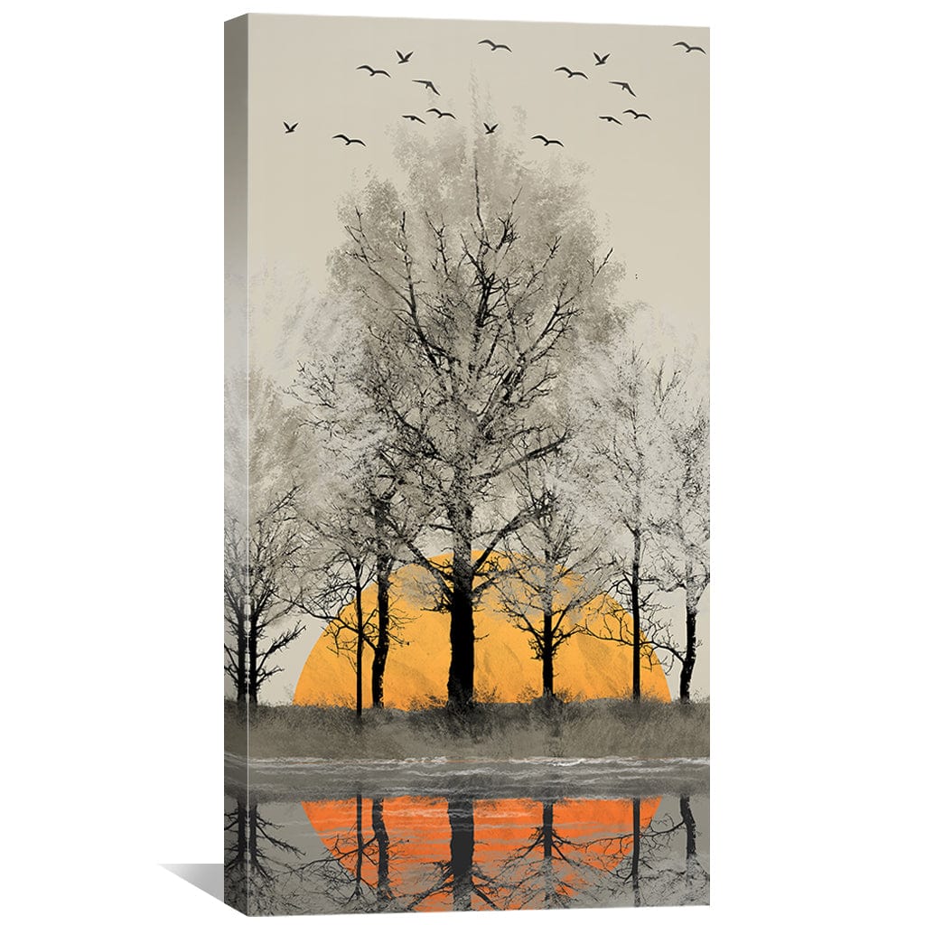 Treetops at Dusk Canvas Art Clock Canvas