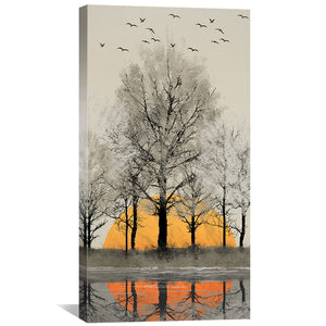 Treetops at Dusk Canvas Art Clock Canvas