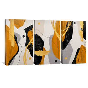 Triple Orange Abstract Canvas Art Clock Canvas