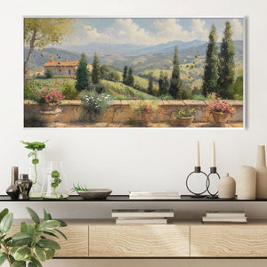 Tuscan Villa View Canvas Art Clock Canvas