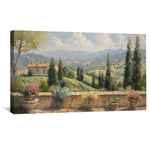 Tuscan Villa View Canvas Art Clock Canvas