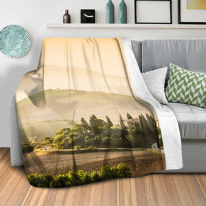 Tuscany Landscape Blanket Blanket Clock Canvas