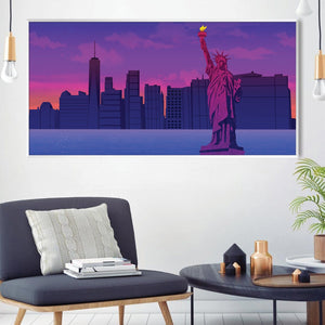 Twilight Liberty Canvas Art Clock Canvas