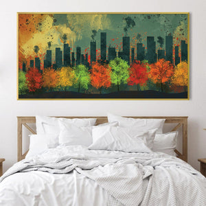 Urban Autumn Canvas Art Clock Canvas