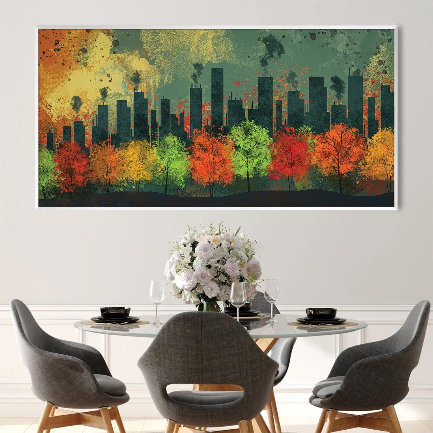 Urban Autumn Canvas Art Clock Canvas